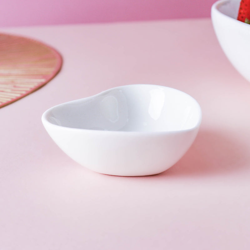 White Heart Dip Bowl - Bowl, ceramic bowl, dip bowls, chutney bowl, dip bowls ceramic | Bowls for dining table & home decor 
