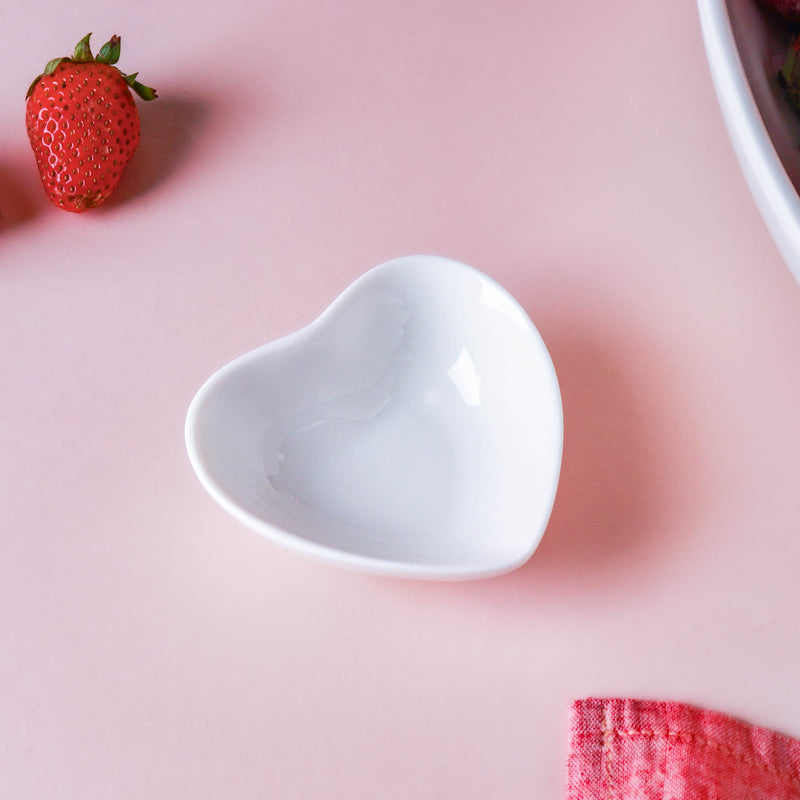 White Heart Dip Bowl - Bowl, ceramic bowl, dip bowls, chutney bowl, dip bowls ceramic | Bowls for dining table & home decor 