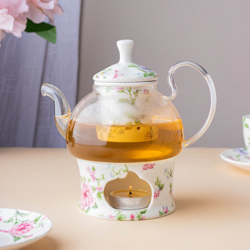 JARDIN Glass Tea Set - Tea cup set, tea set, teapot set | Tea set for Dining Table & Home Decor