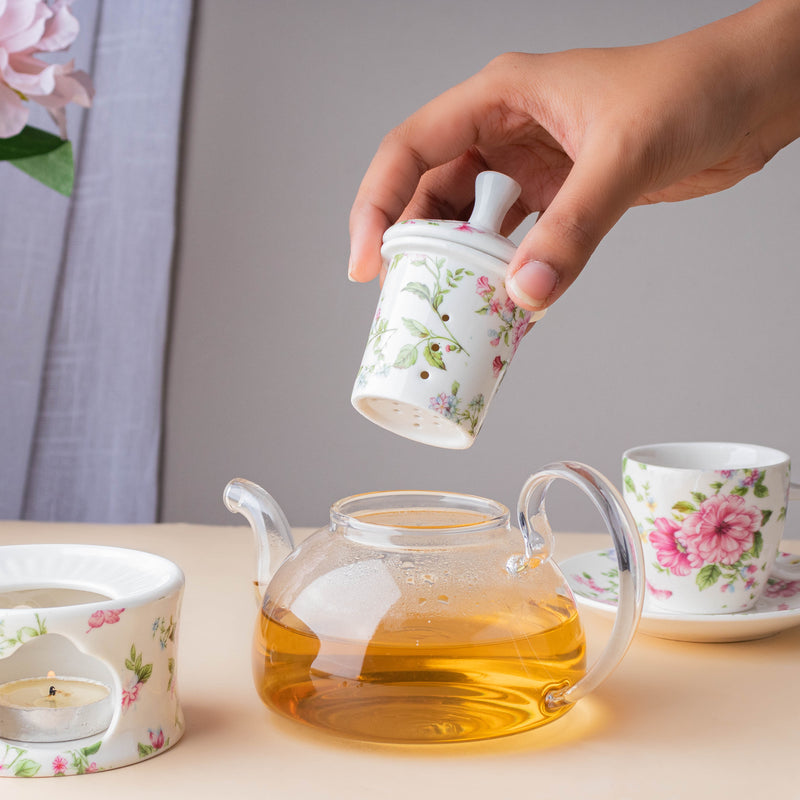 JARDIN Glass Tea Set - Tea cup set, tea set, teapot set | Tea set for Dining Table & Home Decor