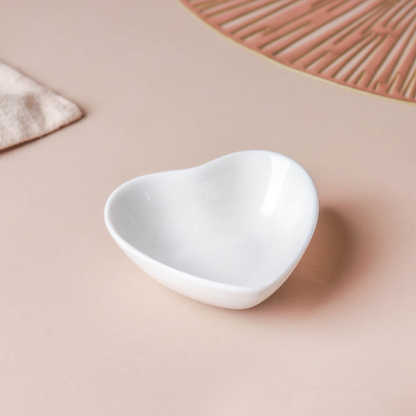 White Heart Condiments Bowl - Bowl, ceramic bowl, dip bowls, chutney bowl, dip bowls ceramic | Bowls for dining table & home decor 