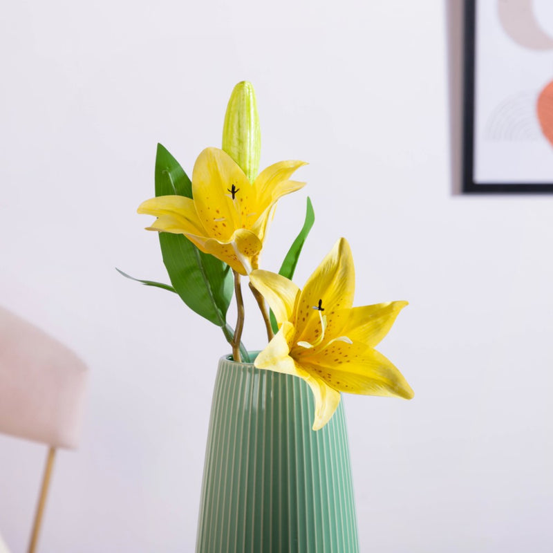 Decorative Lily Branch Yellow Set Of 2 - Artificial flower | Home decor item | Room decoration item