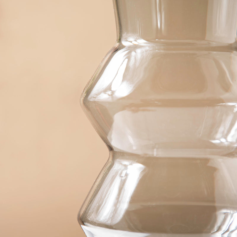 Modern Glass Flower Vase Grey Large - Flower vase for home decor, office and gifting | Home decoration items