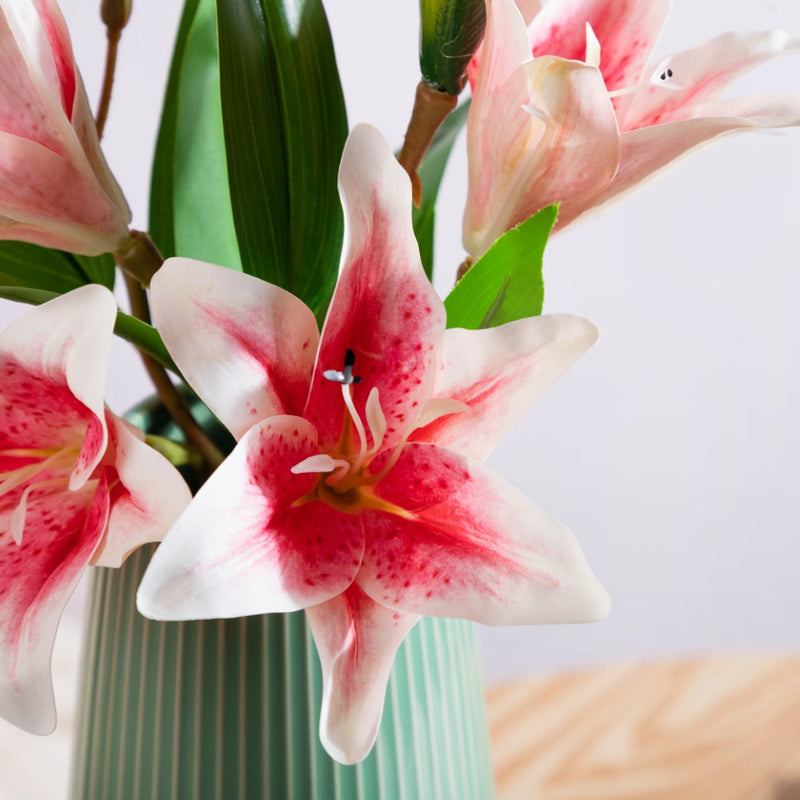 Decorative Lily Branch Pink Set Of 2 - Artificial flower | Home decor item | Room decoration item