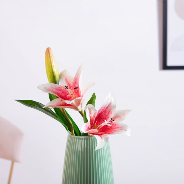 Decorative Lily Branch Pink Set Of 2 - Artificial flower | Home decor item | Room decoration item