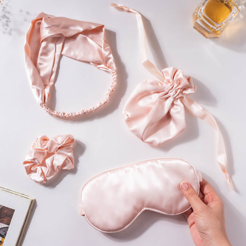 Precious Peach Satin Sleep Care Set of 4