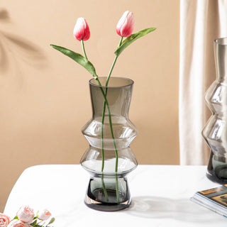 Modern Glass Flower Vase Grey Small