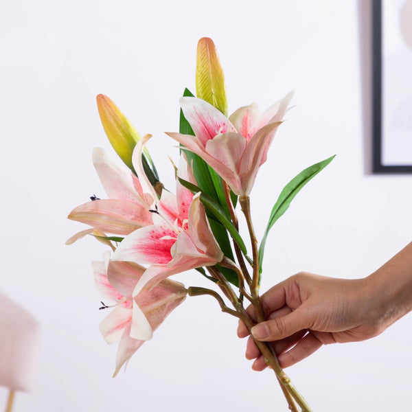 Decorative Lily Branch Pink Set Of 2 - Artificial flower | Home decor item | Room decoration item