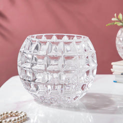 Ornate Crystal Glass Flower Vase Large - Flower vase for home decor, office and gifting | Home decoration items