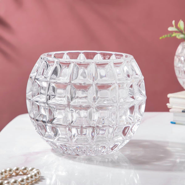 Ornate Crystal Glass Flower Vase Large - Flower vase for home decor, office and gifting | Home decoration items