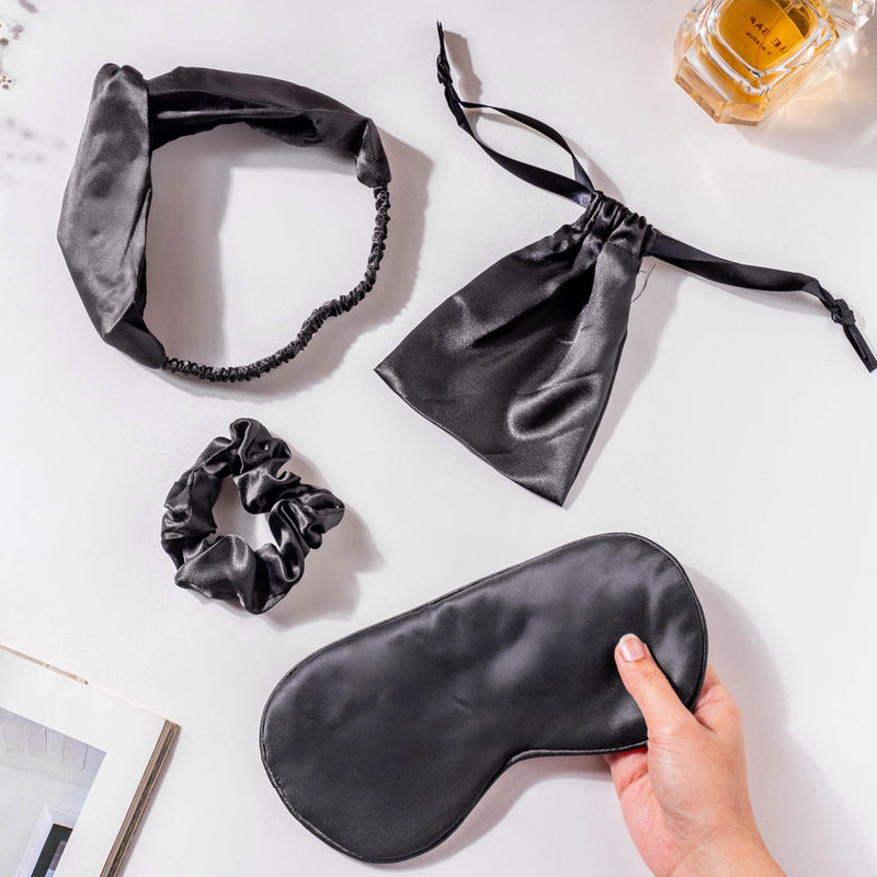 Twilight Black Satin Sleep Care Set of 4