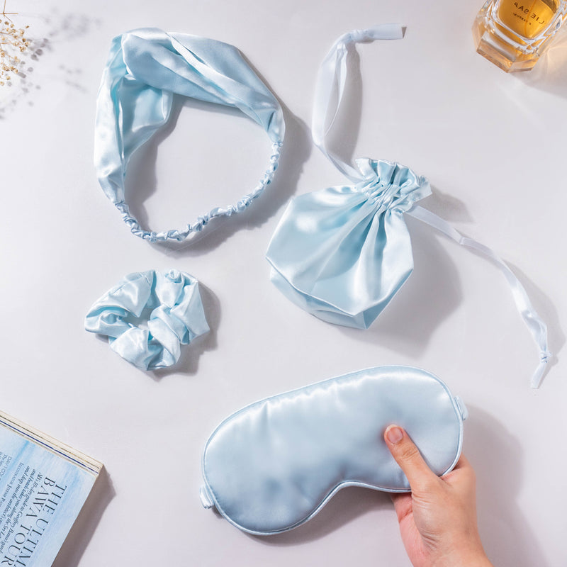 Mist Blue Satin Sleep Care Set of 4