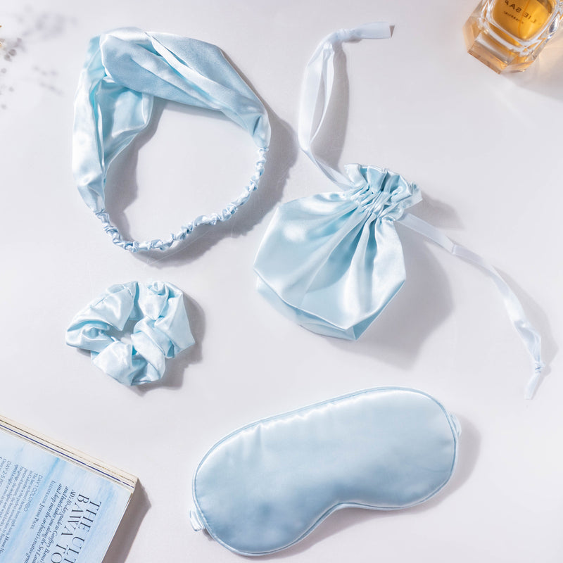Mist Blue Satin Sleep Care Set of 4