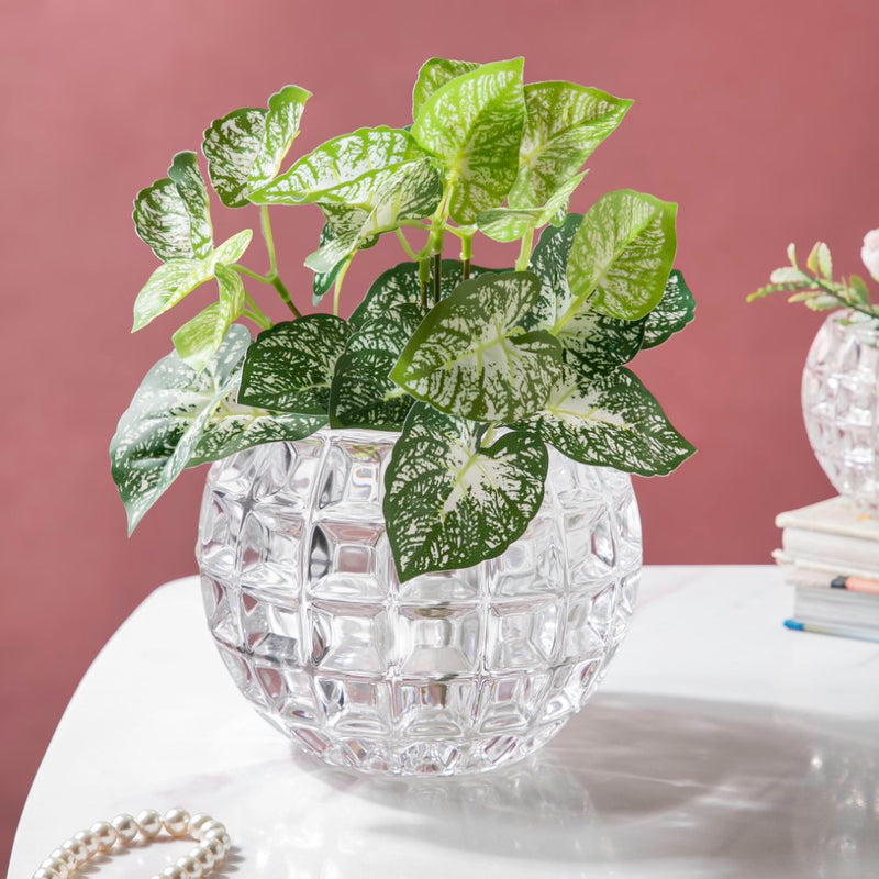 Ornate Crystal Glass Flower Vase Large - Flower vase for home decor, office and gifting | Home decoration items