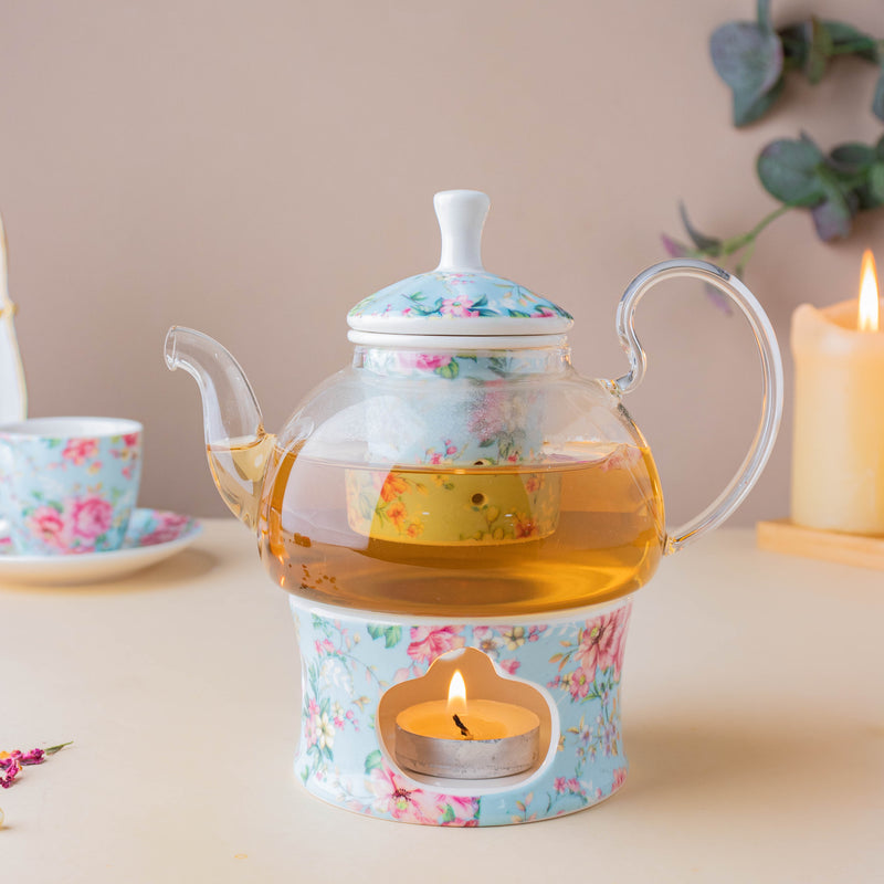 JARDIN Blue Tea Set - Tea cup set, tea set, teapot set | Tea set for Dining Table & Home Decor