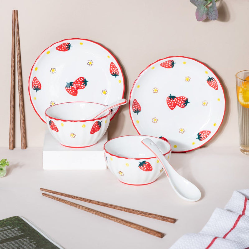 Strawberry 8 Piece Dinner Set For 2