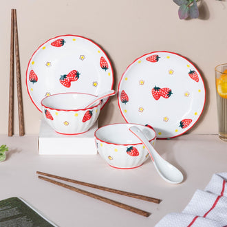 Strawberry 8 Piece Dinner Set For 2