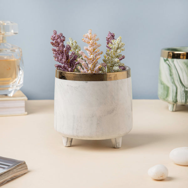 Luxe Ceramic Marble Planter Grey With Legs - Plant pot and plant stands | Room decor items