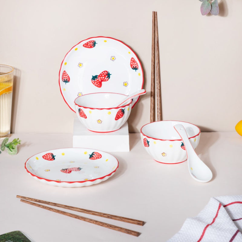 Strawberry 8 Piece Dinner Set For 2