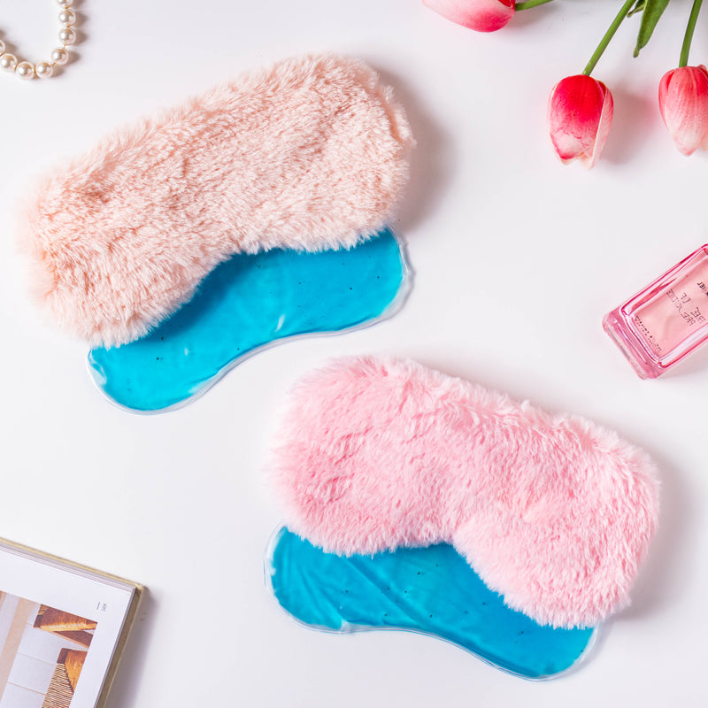 Plushy Peach Sleep Mask With Coolant Gel