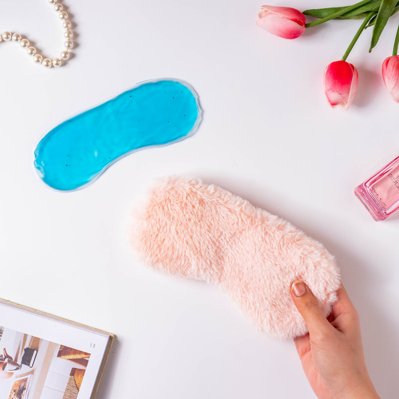 Plushy Peach Sleep Mask With Coolant Gel