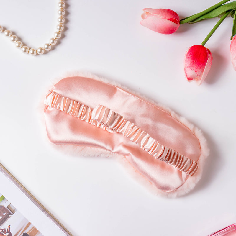 Plushy Peach Sleep Mask With Coolant Gel