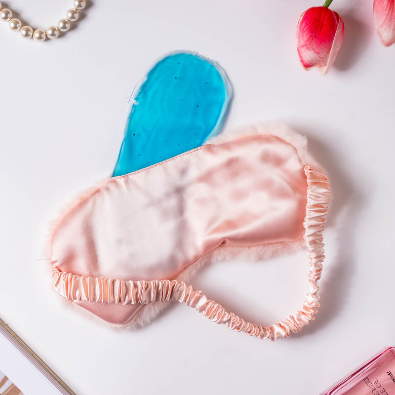 Plushy Peach Sleep Mask With Coolant Gel