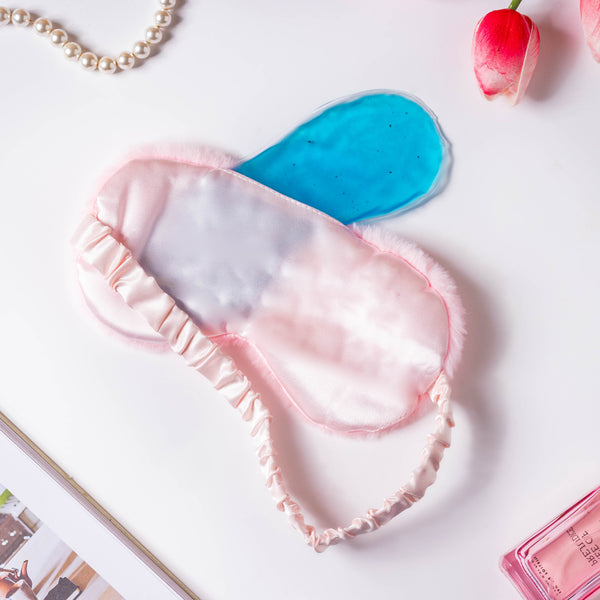 Plushy Pink Sleep Mask With Coolant Gel