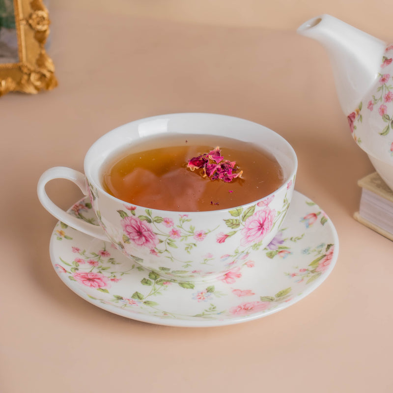 JARDIN Floral Teapot Cup and Saucer - Tea cup set, tea set, teapot set | Tea set for Dining Table & Home Decor