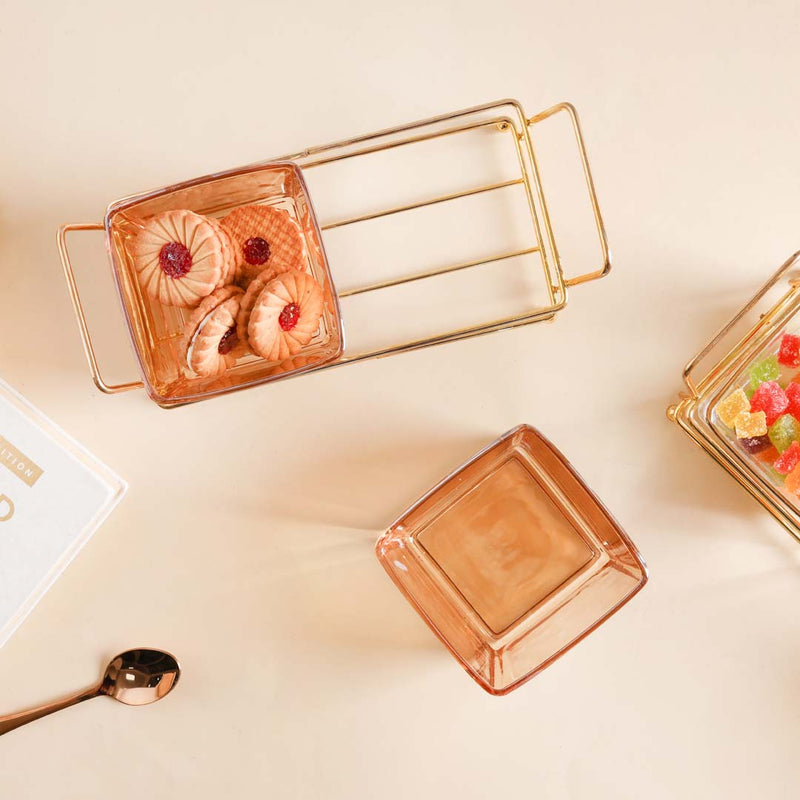 Metal Tray with Glass Bowls Set of 2 - Bowls, serving bowls, small glass bowls, snack serving bowls, section bowls, fancy serving bowls, small serving bowls | Bowls for dining table & home decor