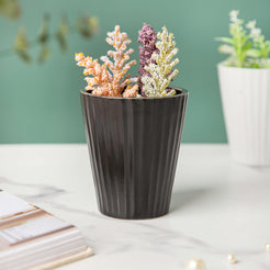 Nordic Black Ribbed Ceramic Planter - Plant pot and plant stands | Room decor items