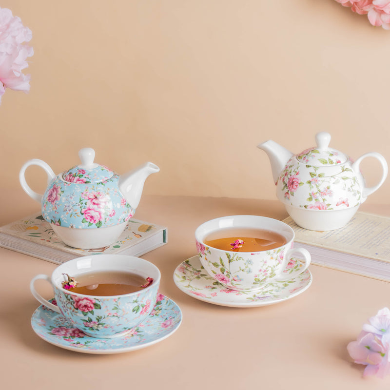 JARDIN Floral Teapot Cup and Saucer - Tea cup set, tea set, teapot set | Tea set for Dining Table & Home Decor