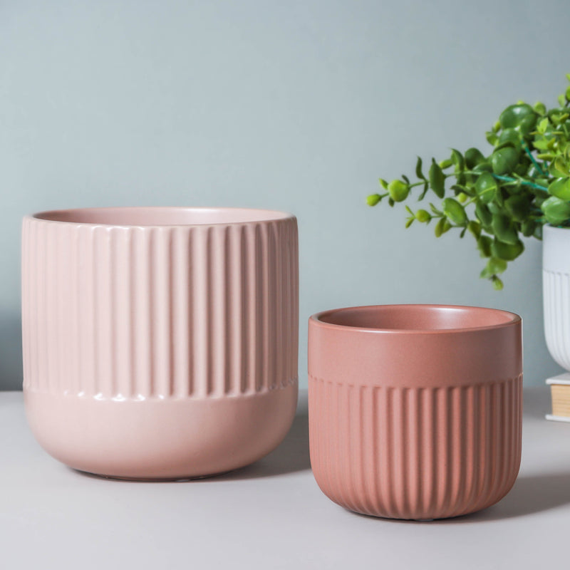 Ribbed Flower Pot - Flower vase for home decor, office and gifting | Home decoration items