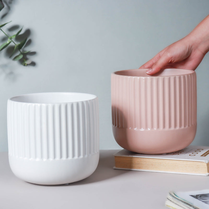 Ribbed Flower Pot - Flower vase for home decor, office and gifting | Home decoration items