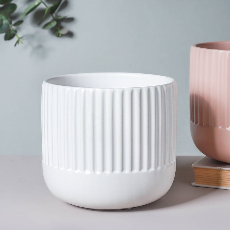 Ribbed Flower Pot - Flower vase for home decor, office and gifting | Home decoration items