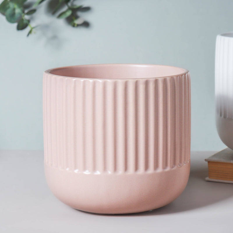 Ribbed Flower Pot - Flower vase for home decor, office and gifting | Home decoration items