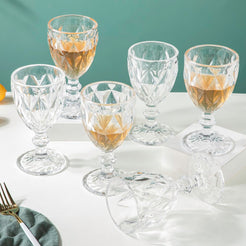 Textured Drinkware Glass Transparent Set Of 6 300 ml