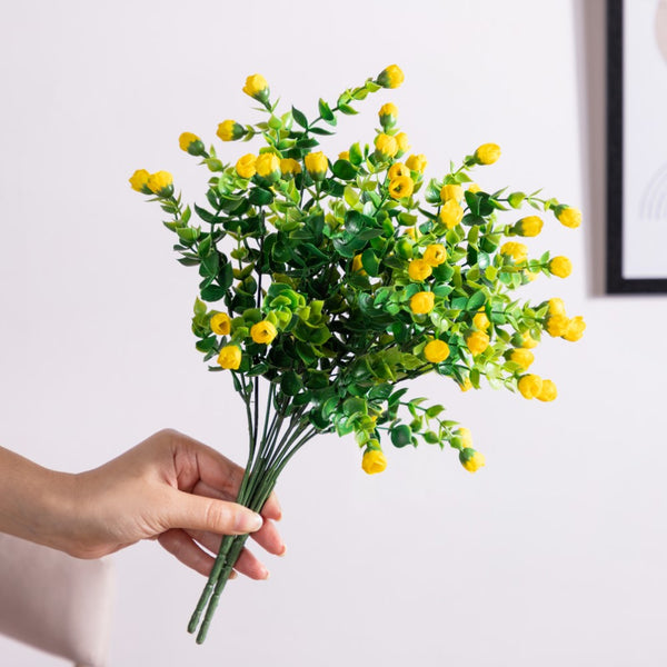 Decorative Flower Bud Stem Yellow Set Of 2 - Artificial flower | Home decor item | Room decoration item