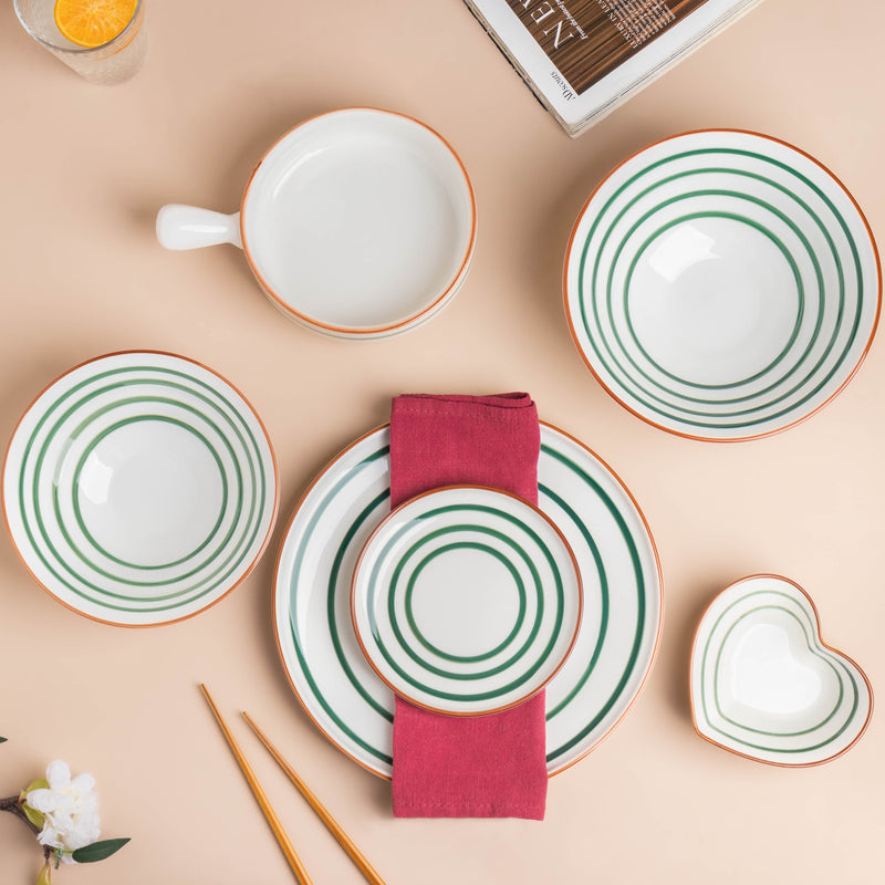 Spiral Green 22 Piece Dinner Set For 6