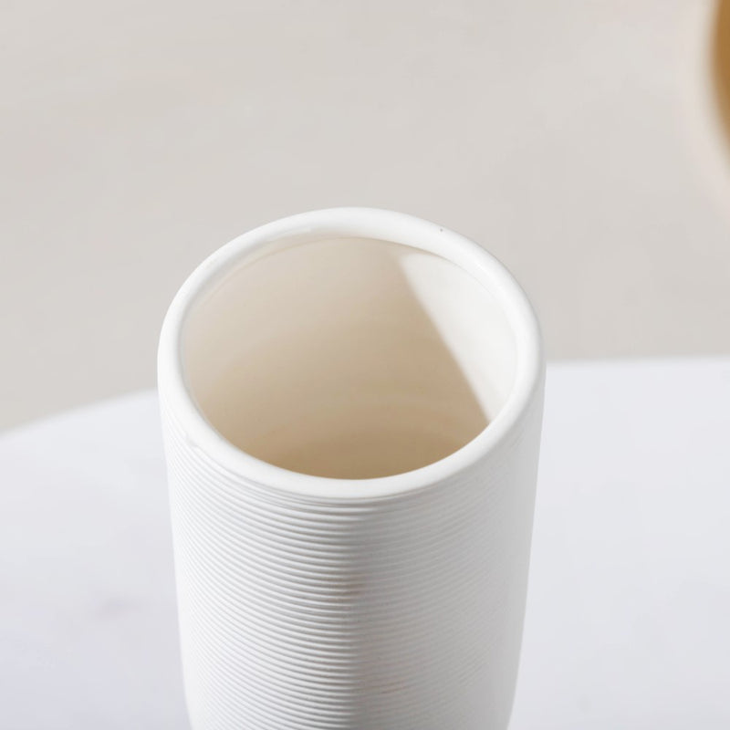 Scandinavian Hourglass Ceramic Vase White - Flower vase for home decor, office and gifting | Home decoration items