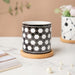 Twyla Hive Black White Planter With Wooden Coaster - Indoor planters and flower pots | Home decor items