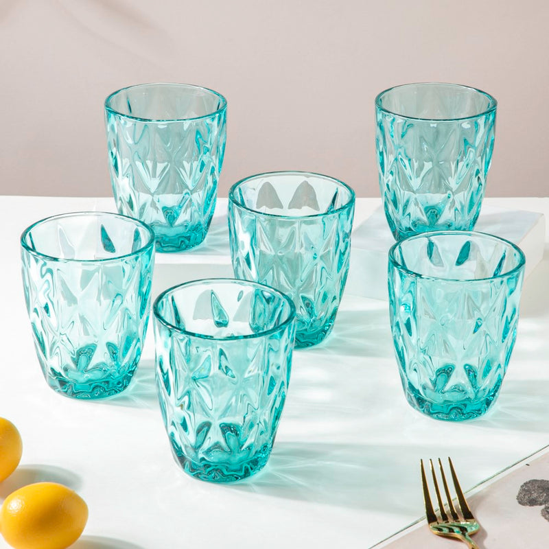 Crystal Tumbler Teal Set Of 6 250 ml