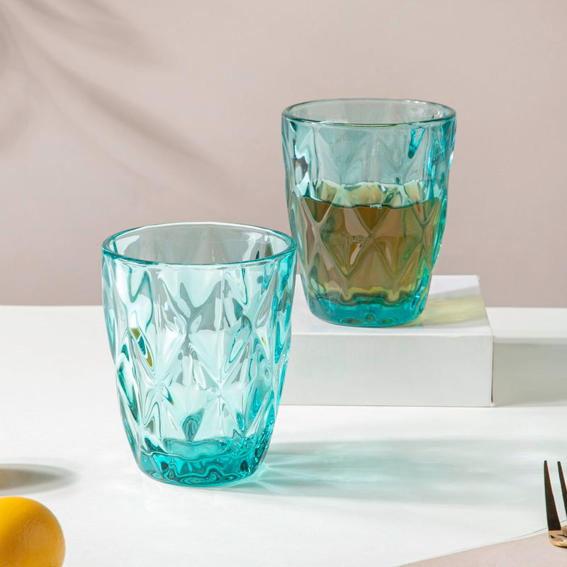 Crystal Tumbler Teal Set Of 6 250 ml