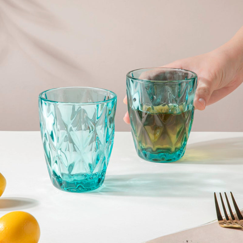 Crystal Tumbler Teal Set Of 6 250 ml