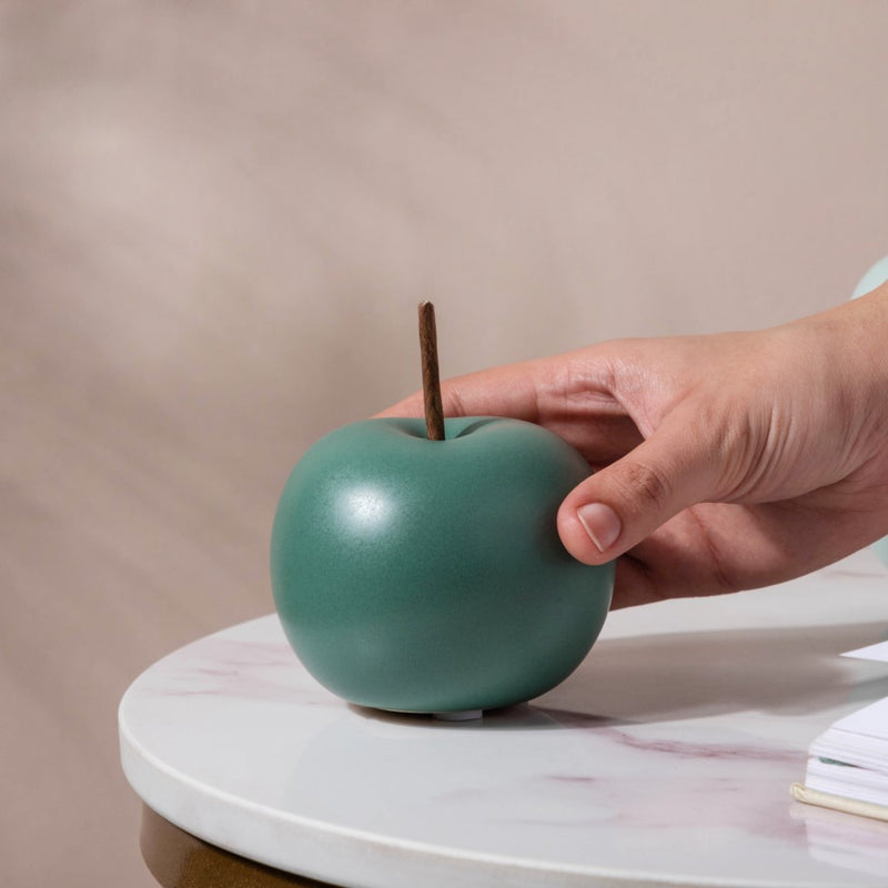 Apple Ceramic Decor Small Teal - Showpiece | Home decor item | Room decoration item