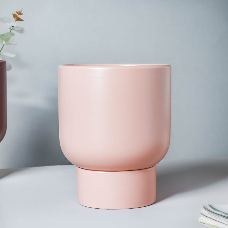 Glazed Flower Planter With Stand - Flower vase for home decor, office and gifting | Home decoration items