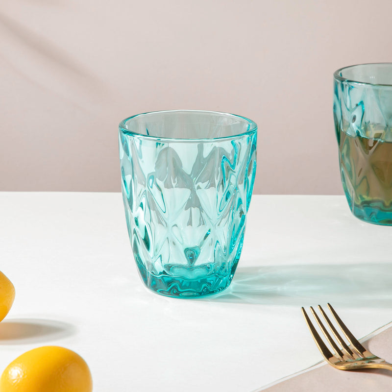 Crystal Tumbler Teal Set Of 6 250 ml