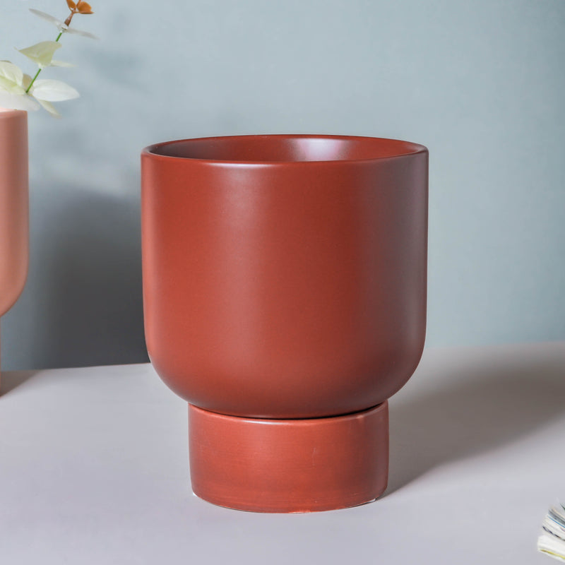 Glazed Flower Planter With Stand - Flower vase for home decor, office and gifting | Home decoration items