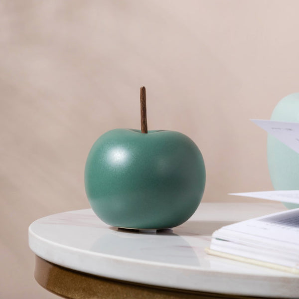 Apple Ceramic Decor Small Teal - Showpiece | Home decor item | Room decoration item