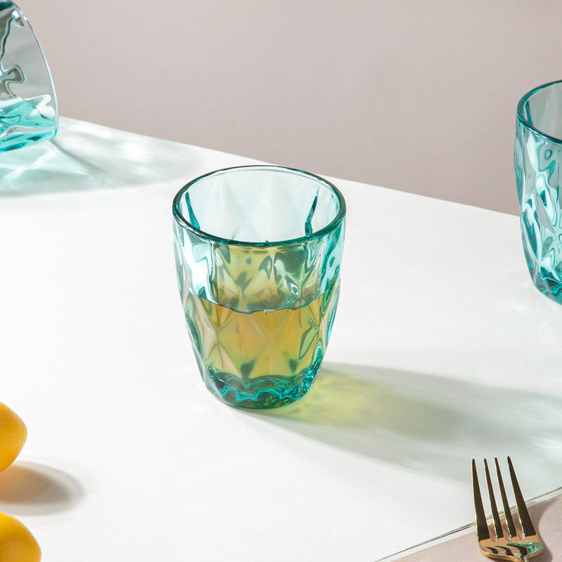 Crystal Tumbler Teal Set Of 6 250 ml